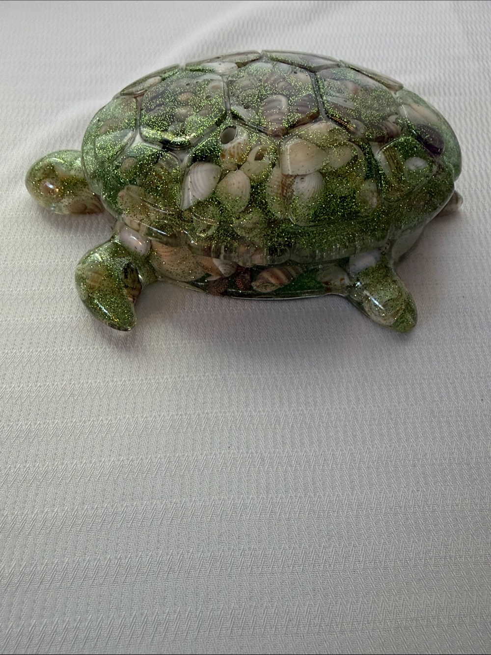 Handmade Green Turtle with seashells Trinket Box
5”x3” - Picture 2 of 4